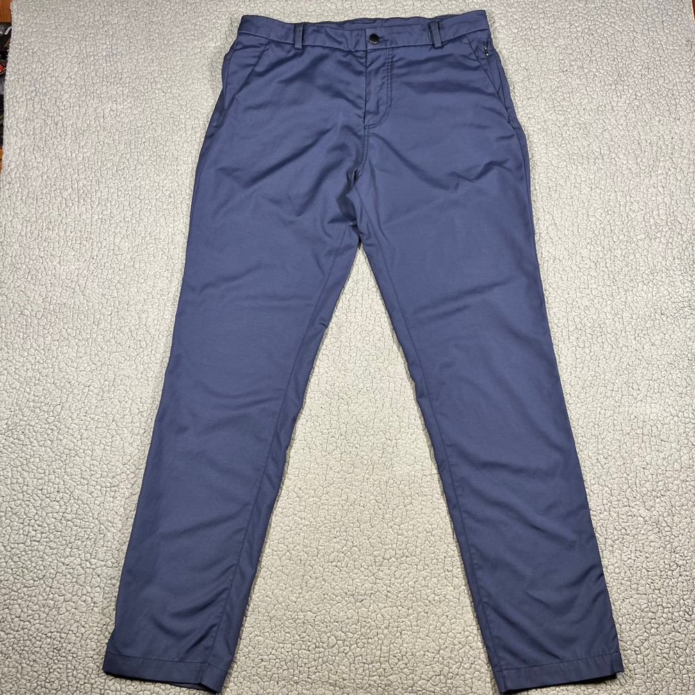 Lululemon Commission Slim Fit Pant Navy Blue Chino Mens 36x32 Reflective Cuff